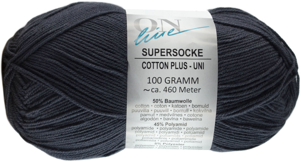 Supersocke Cotton Plus Uni 4-fach von ONline Sort. 293 - 2532 - dunkelgrau Supersocke Cotton Plus Uni 4-fach von ONline Sort. 293 - 2532 - dunkelgrau