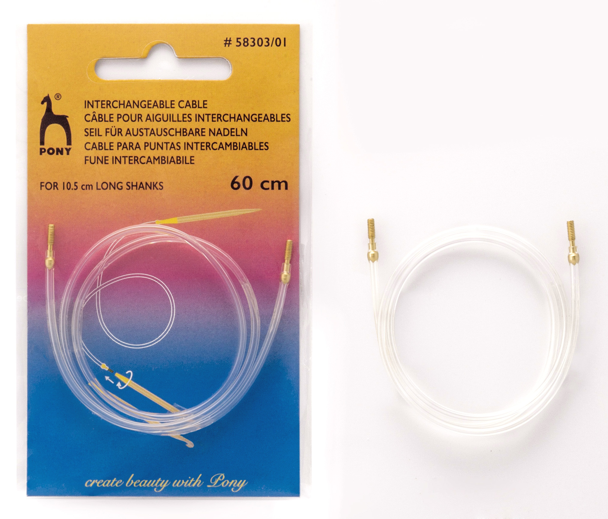 Seil für Nadespitzen von pony 35 cm für 60cm/24'' Rundstricknadel