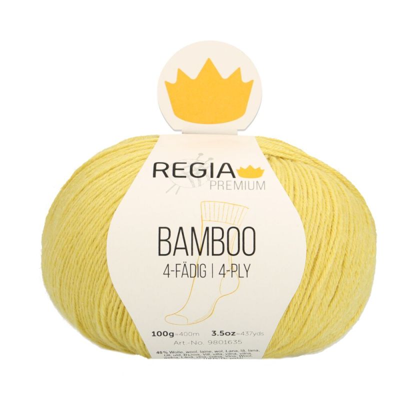 Premium Bamboo Uni 4-fach Sockenwolle 100 g von Regia 0020 yellow green