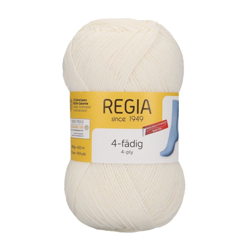 Sockenwolle Uni 4-fach 100 g von Regia 2080 - superweiß
