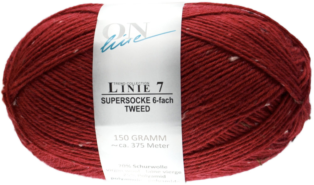 Supersocke 6-fach Tweed Linie 7 von ONline 0906 - dunkelrot/natur