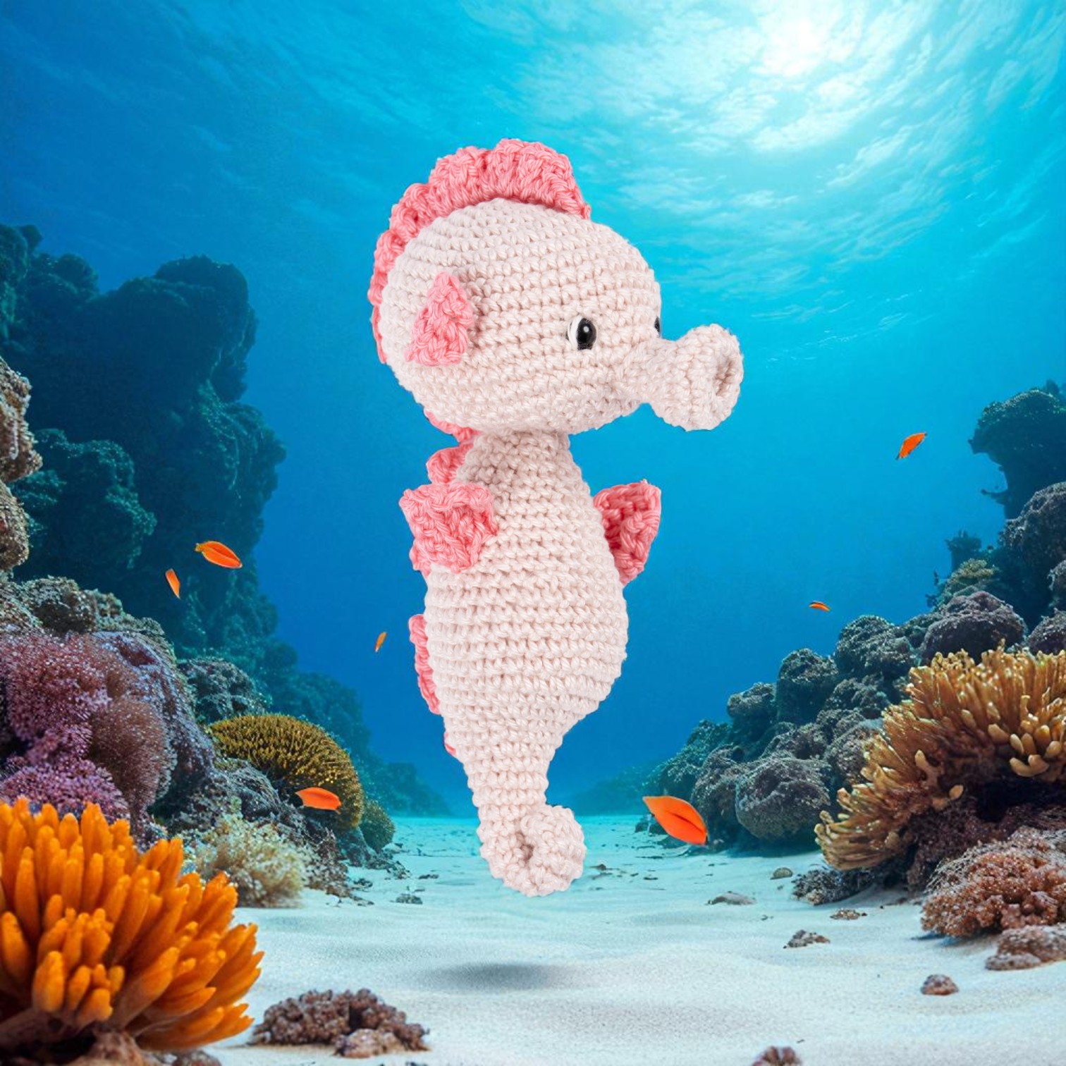 Seepferdchen Perli - MyGurumi  | Wollpaket mit Basic Cotton 0123 - puder | Häkeln | @magicloopscrochet Cansu Deniz-Öztürk