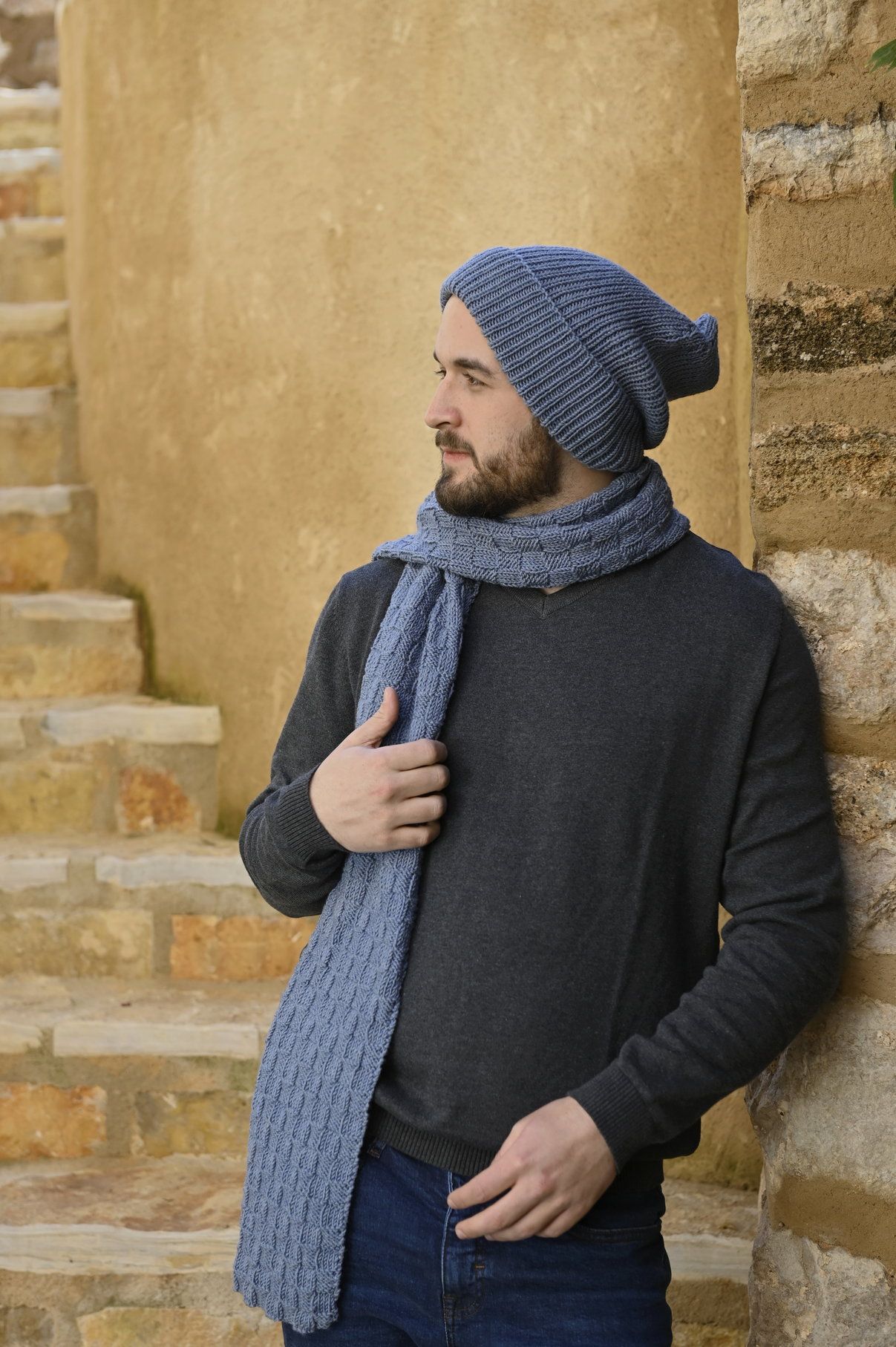 Herrenmütze und Schal | Anleitungsheft | Wolle Timona Linie 110  | Stricken | ONline