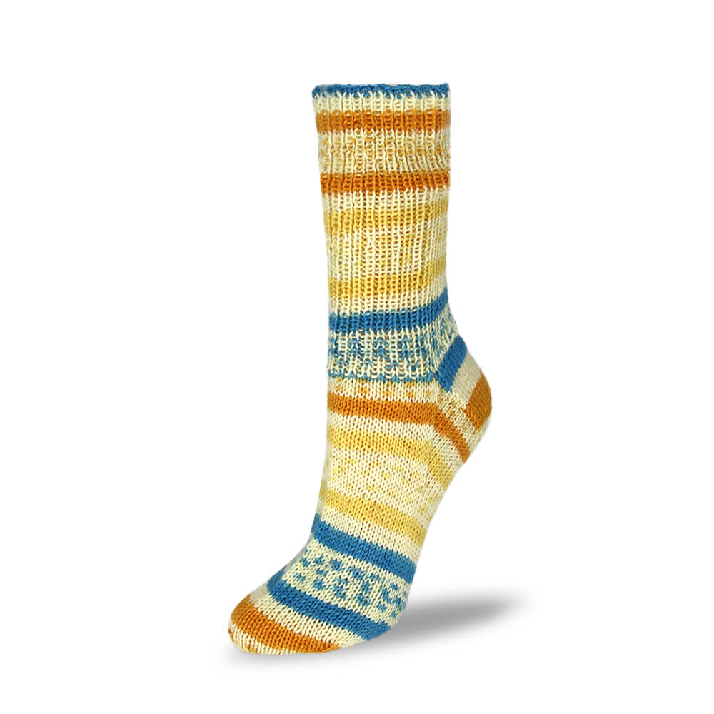Flotte Socke 4-fach von Rellana Pastell - 1610 - gelb-blau-orange