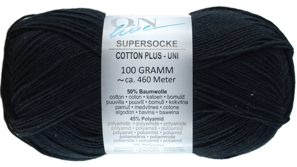 Supersocke Cotton Plus Uni 4-fach von ONline Sort. 293 - 2528 - schwarz