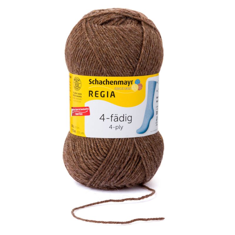 Sockenwolle Uni 4-fach 50 g von Regia 02140 borke meliert
