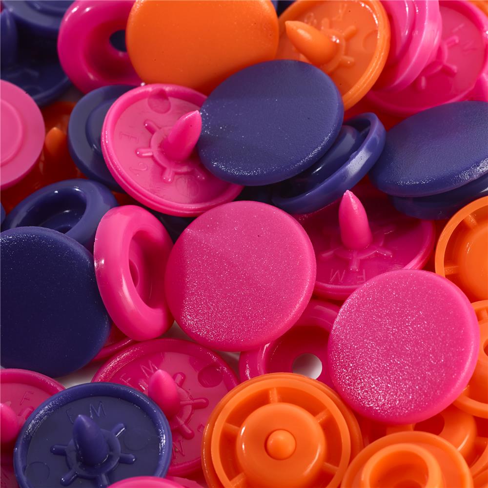 Nähfrei-Druckknöpfe Color Snaps Prym Love 12,4 mm orange/pink/violett 30 St 