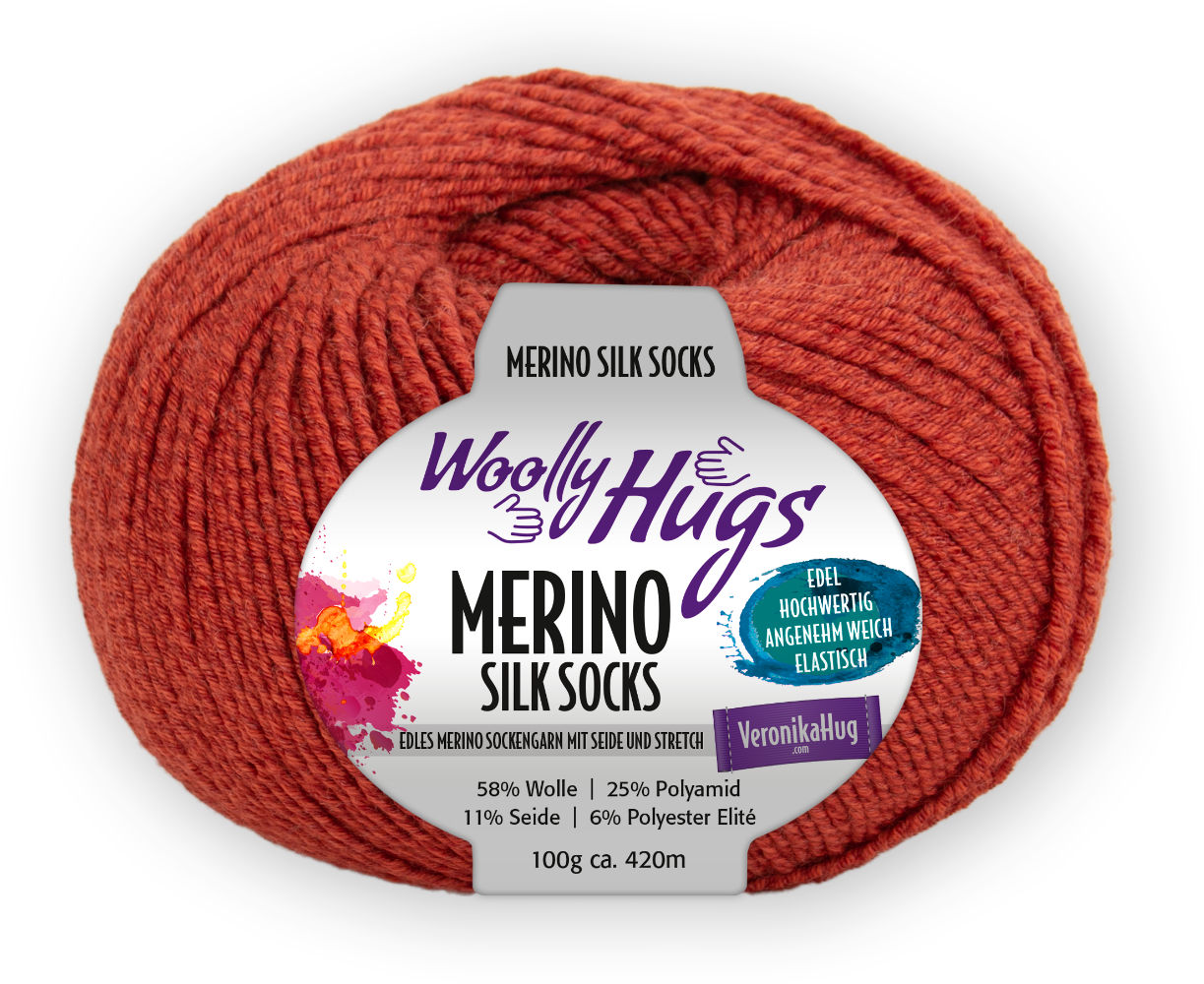 Merino Silk Socks Stretch, 4-fach von Woolly Hugs 0227 - ziegel