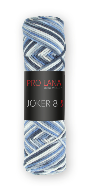 Joker 8 color Topflappengarn von Pro Lana 0542 - weiß / blau