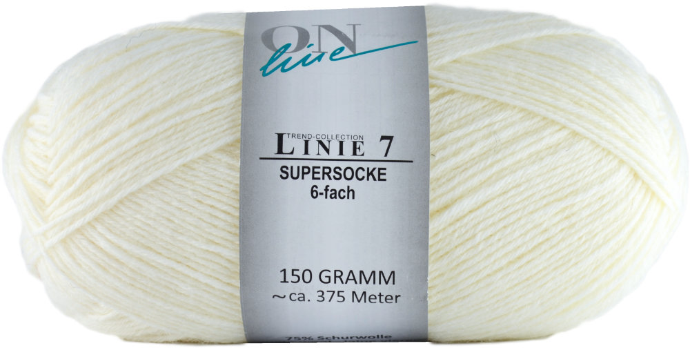 Supersocke 6-fach Linie 7 Uni von ONline 0001 - weiß