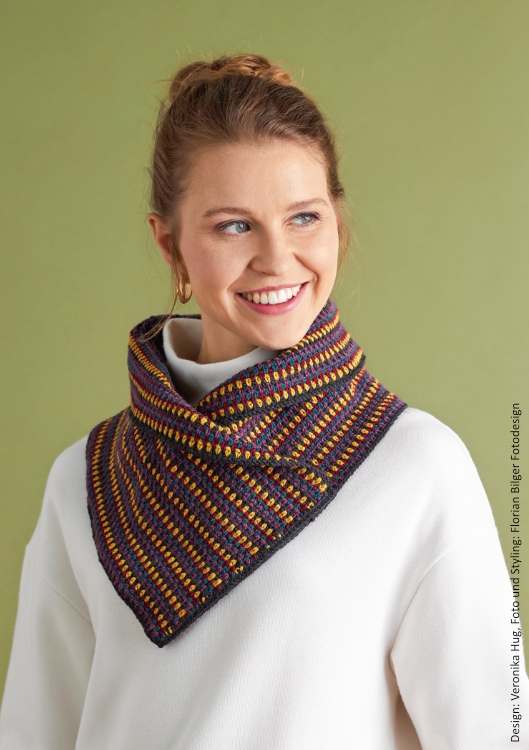 Kragen-Loop Mosaik | Anleitungsheft | Wolle Merino Stretch  | Häkeln | Veronika Hug, Woolly Hugs, Christophorus Verlag