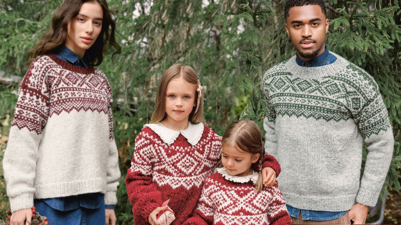 Unisex Pullover mit Norweger Muster