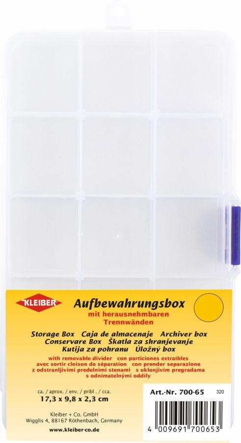 Aufbewahrungsbox Kunststoff von Kleiber klein - ca. 17,3 cm x 9,8 cm x 2,3 cm