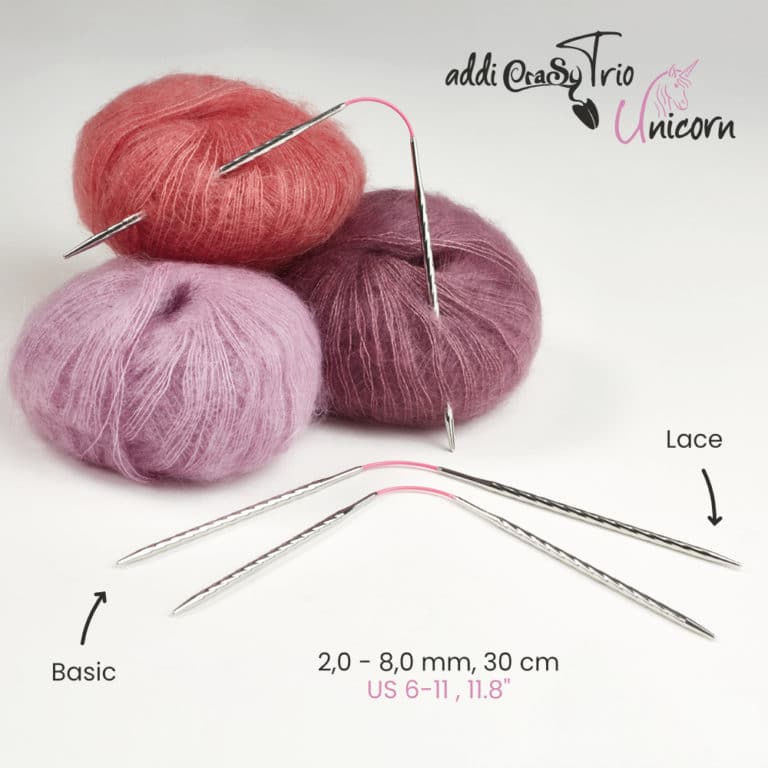 Nadelspiel addiCraSyTrio Unicorn von addi 30 cm 4,00 mm