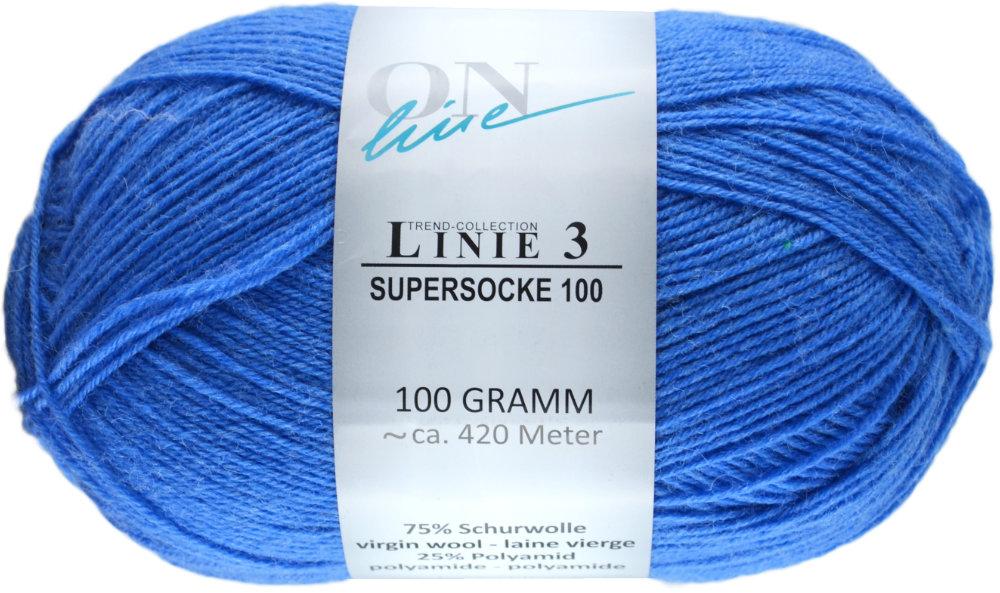 Supersocke 100 Linie 3 Uni 4-fach von ONline 0004 - kobaltblau