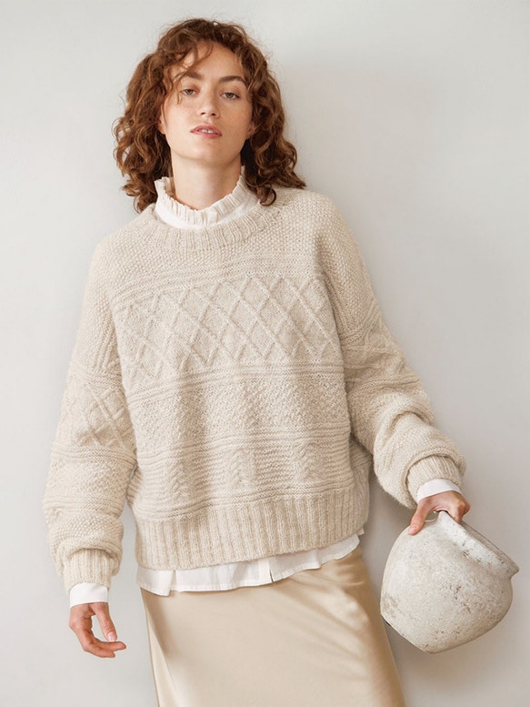 GUERNSEY Damenpullover | Anleitungsheft | Wolle Tynn Peer Gynt  | Stricken | Sandnes Garn