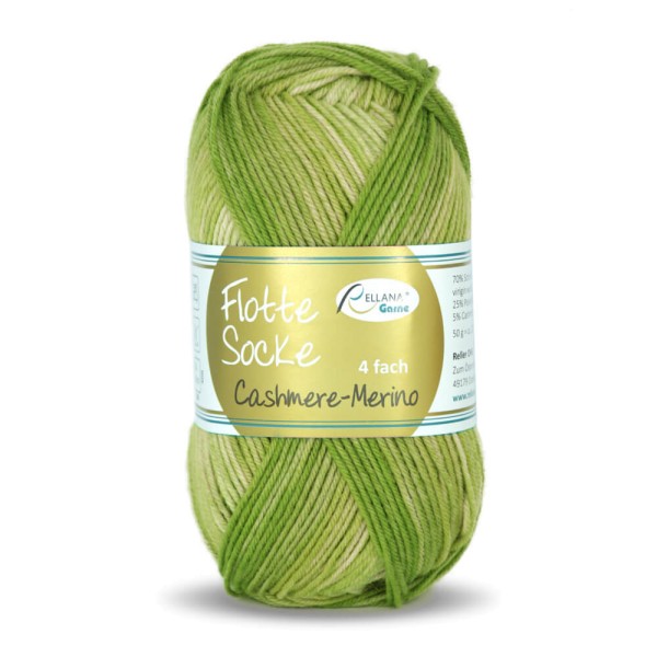 Flotte Socke Cashmere-Merino - 4-fach Sockenwolle 1327 - grün-gelbgrün-beige