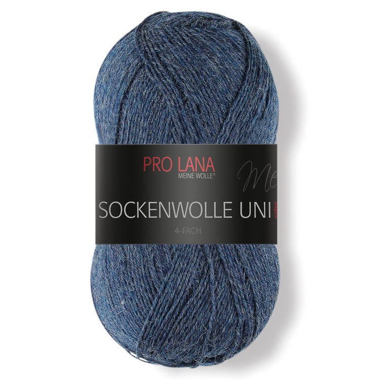 Sockenwolle uni - 4-fach von Pro Lana 0408 - dunkelblau melange