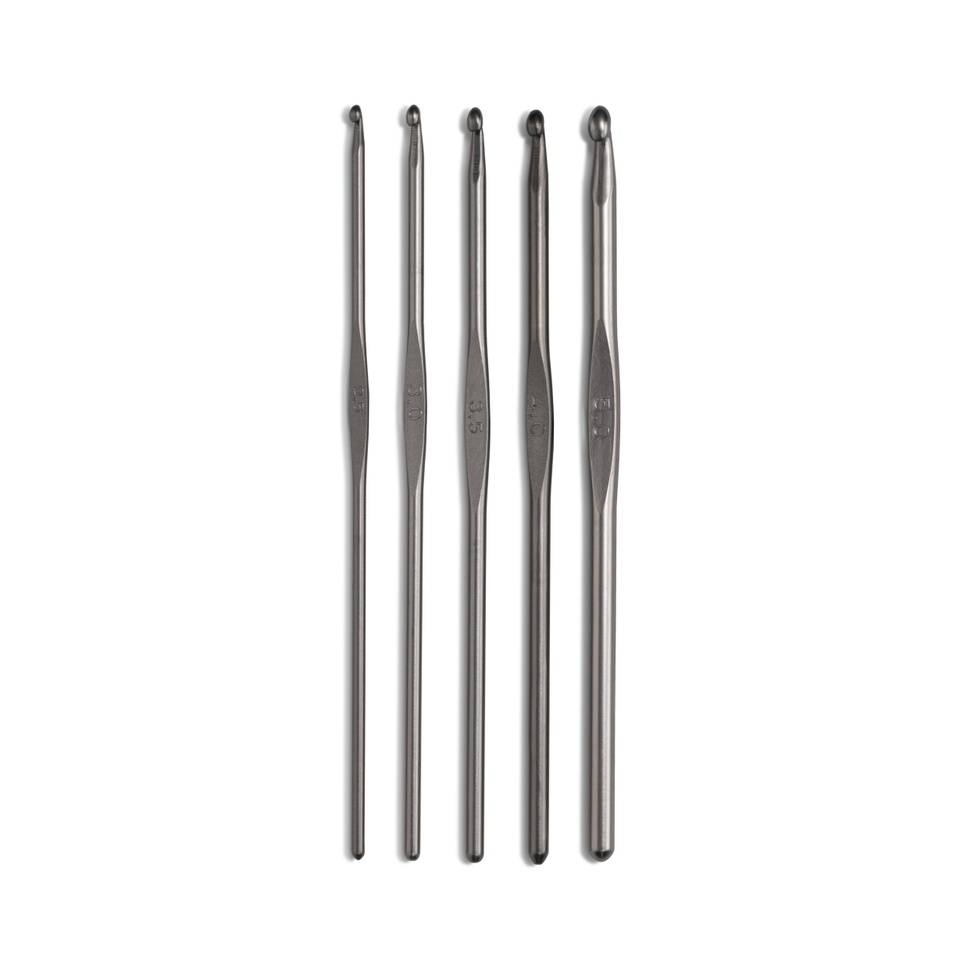 Wollhäkelnadel-Set mit Führungsfläche, 14 cm, 2,50 - 5,00 mm, gunmetal von Prym