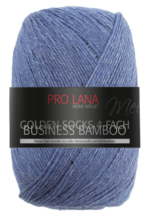 Golden Socks Business Bamboo - 4-fach Sockenwolle von Pro Lana 0502 - blau melange