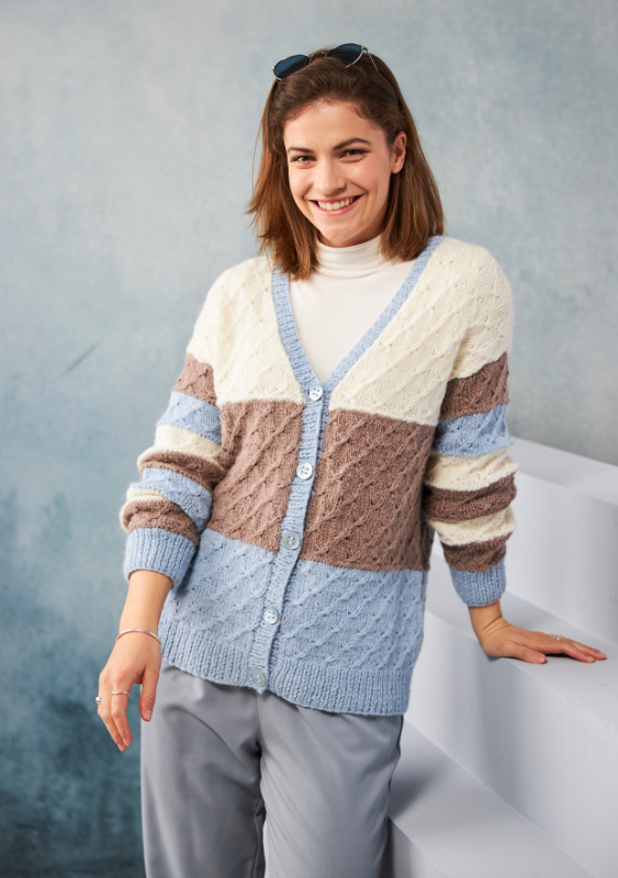Jacke mit Blockstreifen | Anleitungsheft | Wolle Alpaka deluxe  | Stricken | Pro Lana