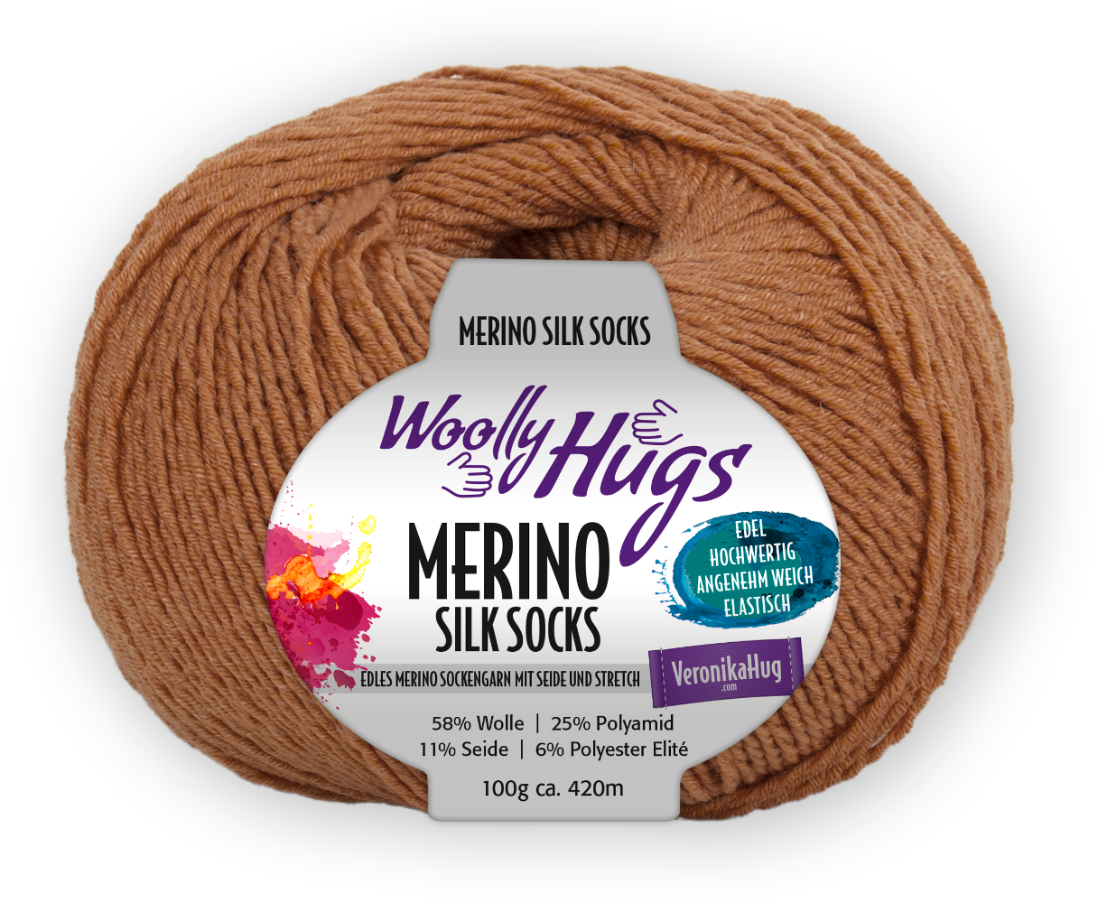 Merino Silk Socks Stretch, 4-fach von Woolly Hugs 0208 - camel