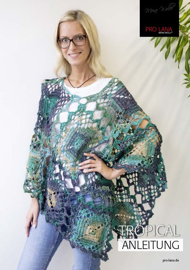 Häkelponcho Grannys | Einzelanleitung | Wolle Tropical Color  | Häkeln | Kathrin Parlatan