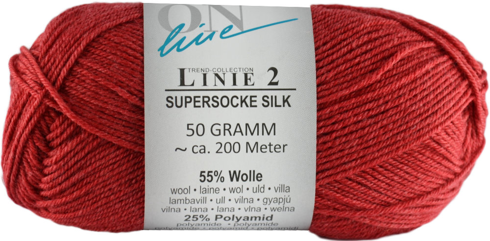Supersocke Silk Linie 2 Uni 4-fach von ONline 0019 - rot