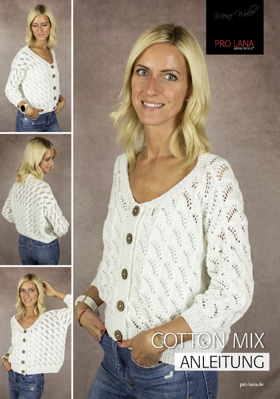 Strickjacke | Einzelanleitung | Wolle Cotton Mix  | Stricken | Kathrin Parlatan