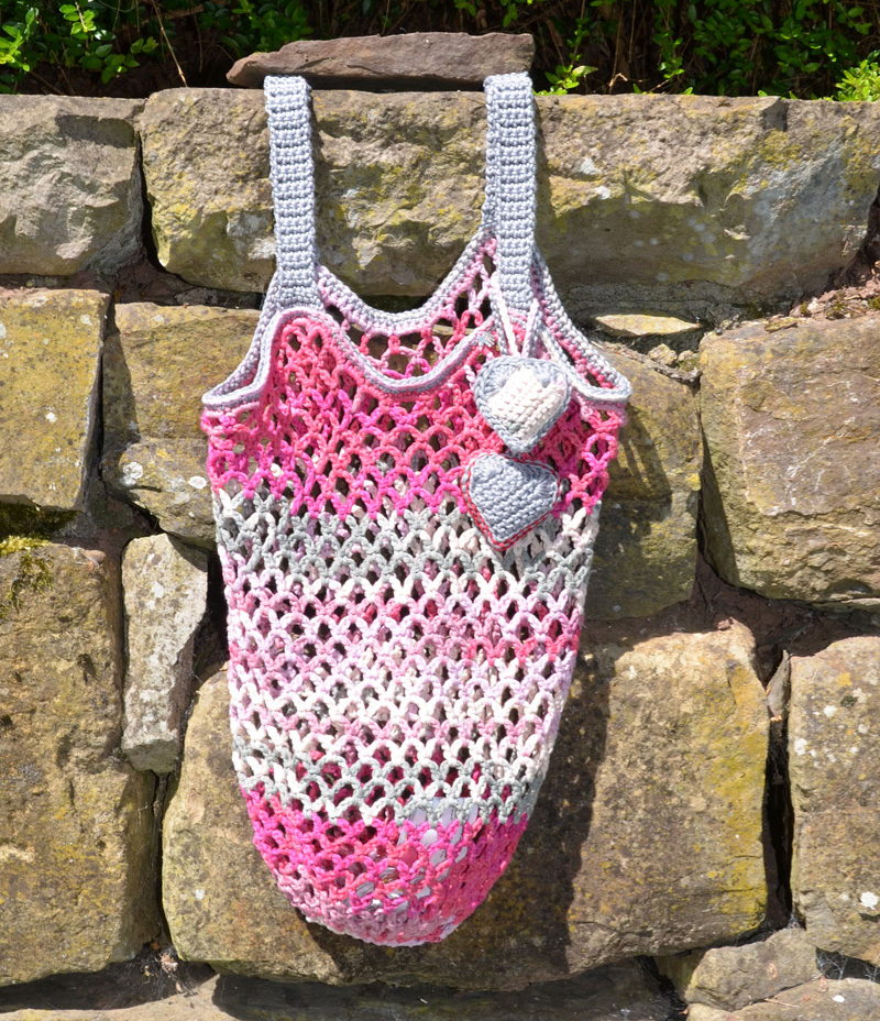 Häkelnetz Lollipop | Einzelanleitung | Wolle Arona, ONline Linie 346 0115 - pink / rot / grau | Häkeln | Annemarie