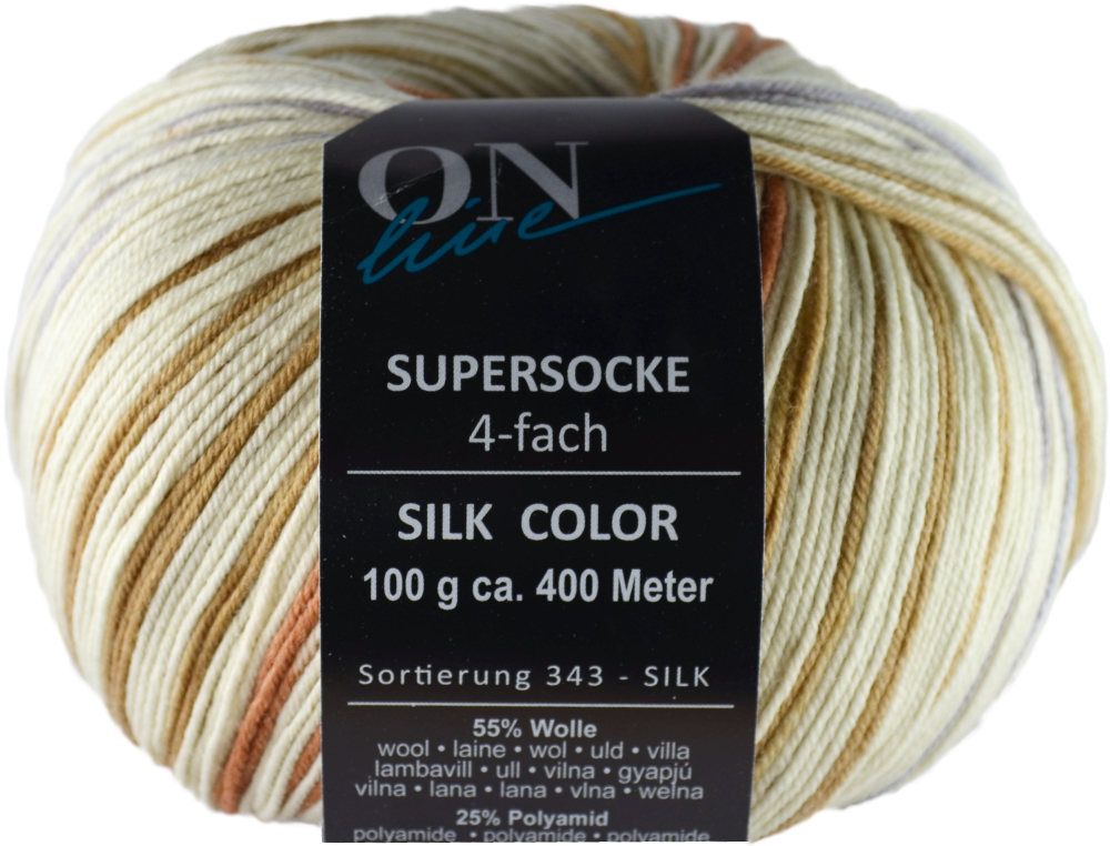 Supersocke 100 Silk Color, 4-fach von ONline Sort. 343 - 2883