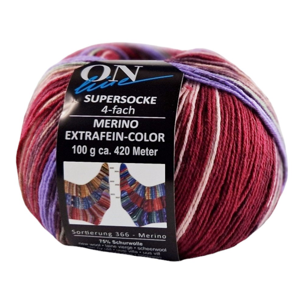 Supersocke Merino Extrafein Sort. 366 Color 4-fach von ONline