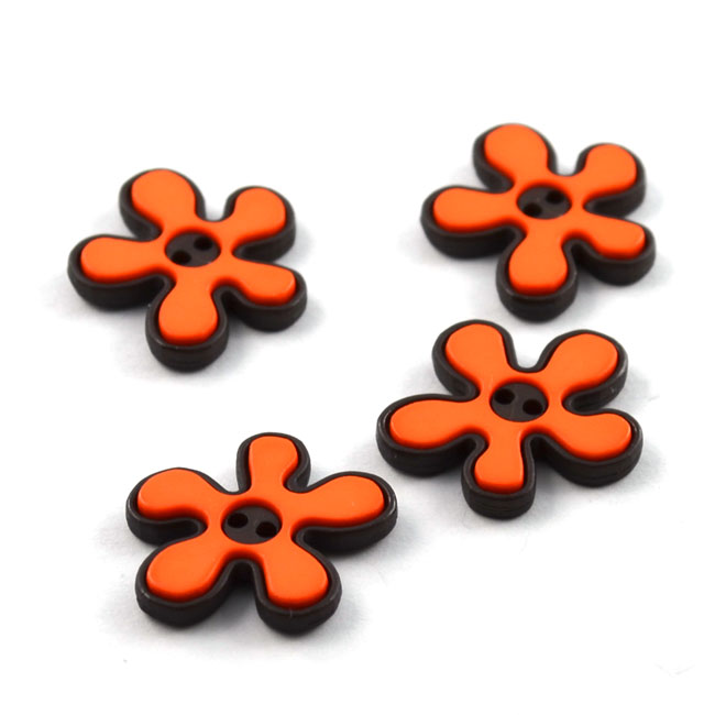 Kinderknopf Blume 20 mm orange von Dill