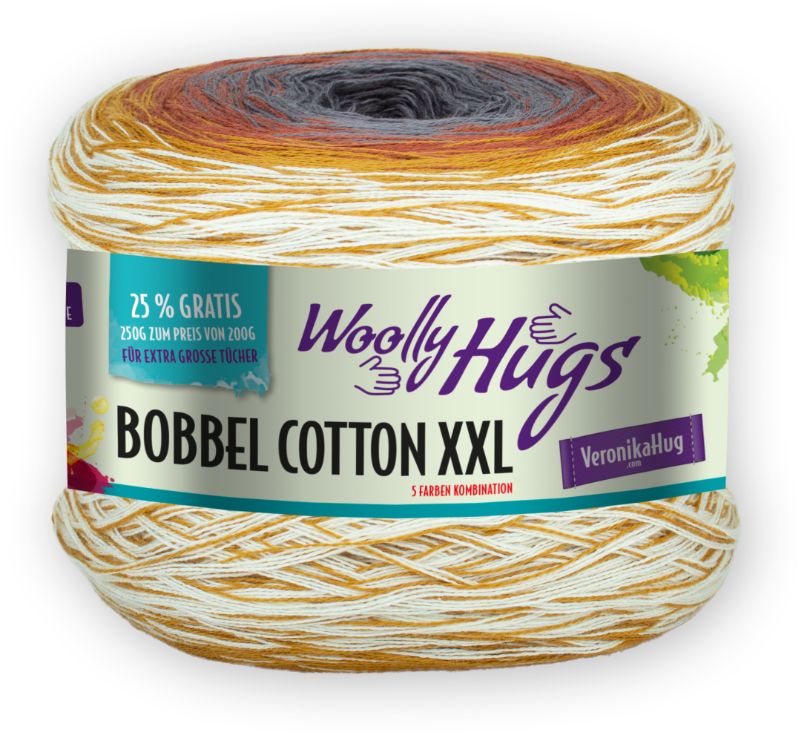 Bobbel Cotton XXL von Woolly Hugs 0613 - lachs / natur /hellblau