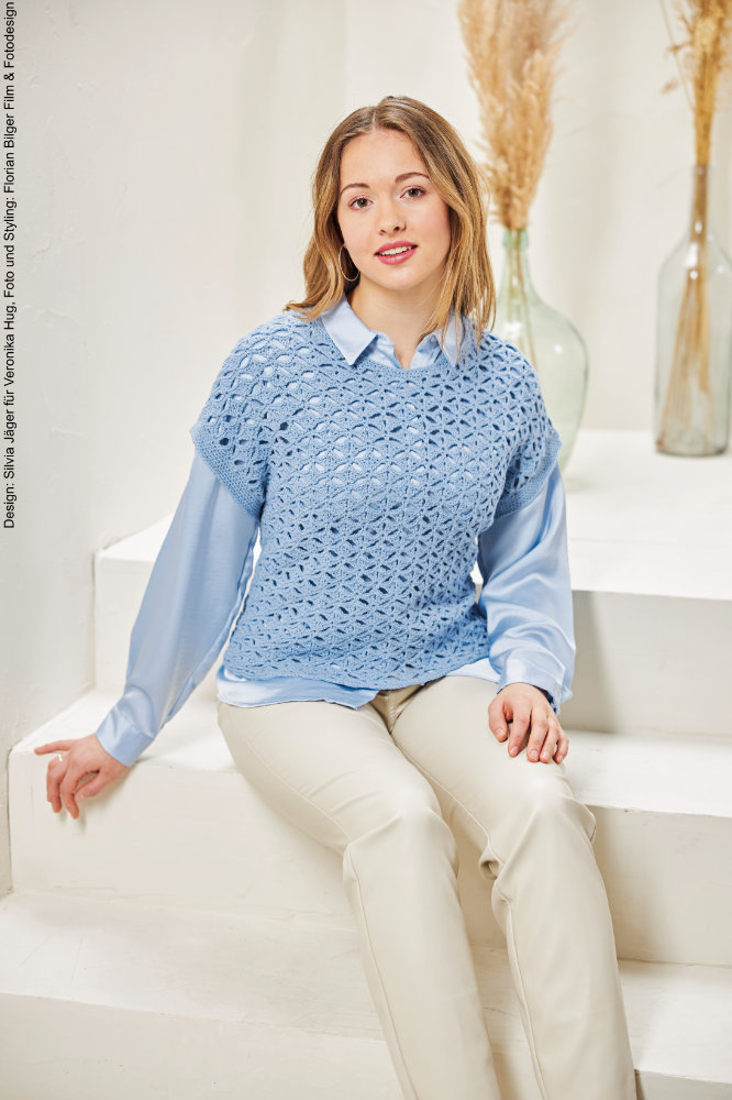 Häkelpullunder Light Sky  | Wollpaket mit Merino Silk Socks Stretch, 4-fach  | Häkeln | Veronika Hug, Woolly Hugs, Christophorus Verlag