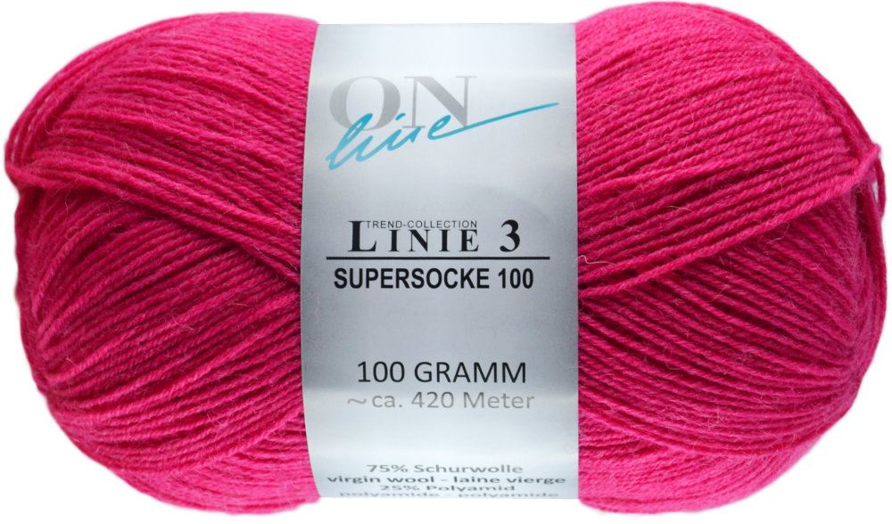 Supersocke 100 Linie 3 Uni 4-fach von ONline 0058 - pink