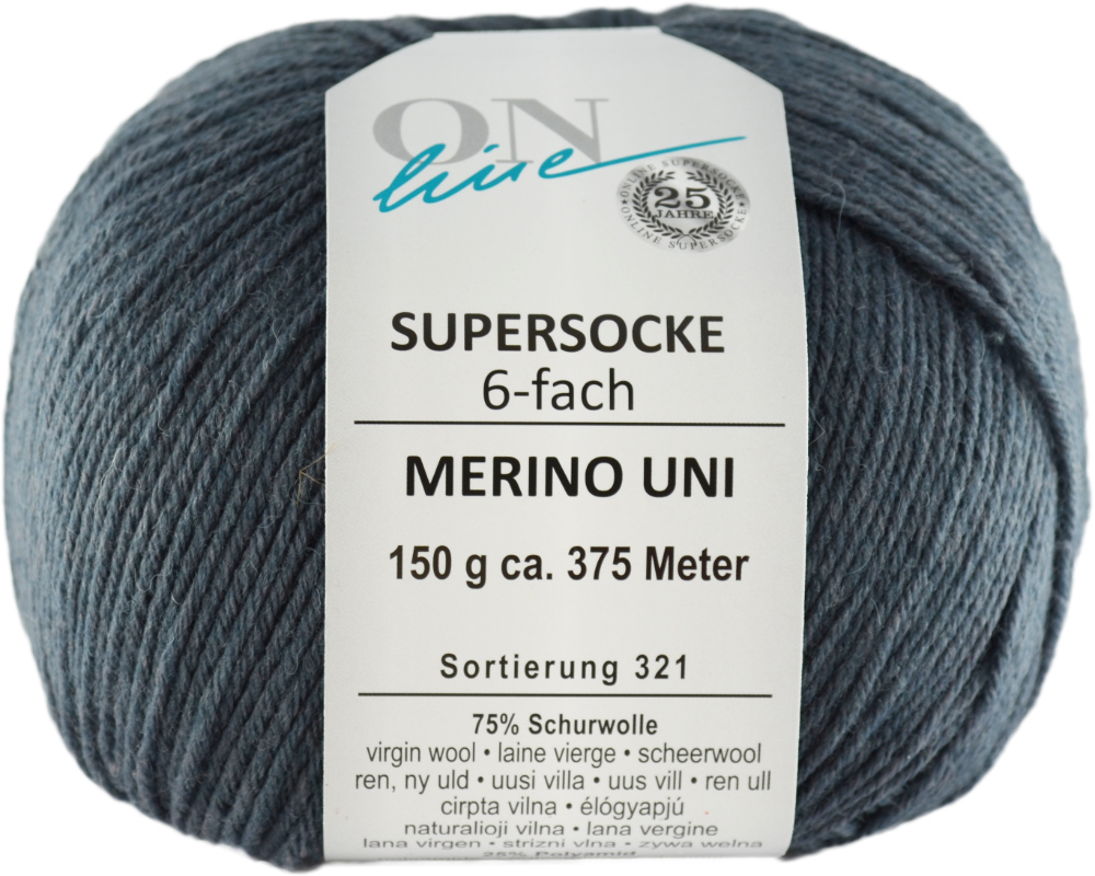 Supersocke 6-fach Merino Uni von ONline Sort. 321 - 5012 - anthratiz