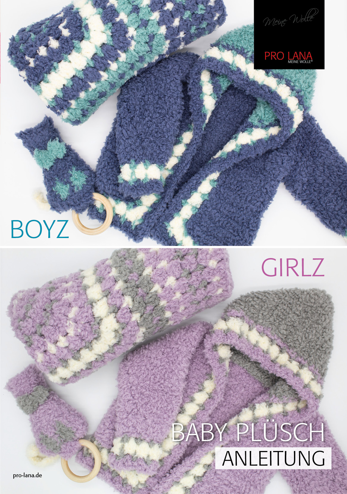 Set Girlz & Boyz - Kapuzenjacke - Babydecke - Kätzchen | Einzelanleitung | Wolle Baby Plüsch  | Häkeln | Kathrin Parlatan