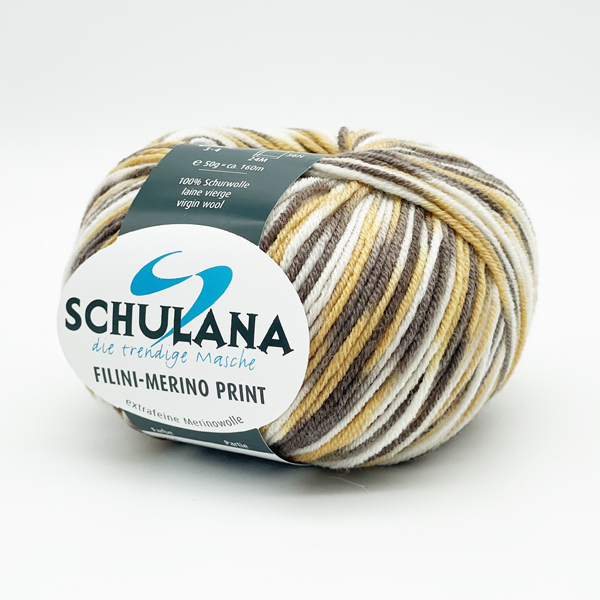 Filini-Merino Print von Schulana 0215 - weiß/braun/ocker