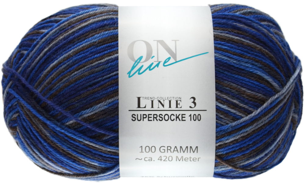 Supersocke 100 Linie 3 Color 4-fach - 0728 - blau/braun von ONline