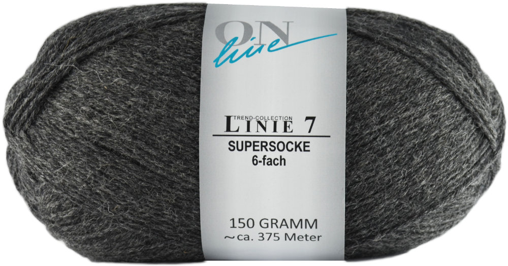 Supersocke 6-fach Uni, ONline Linie 7 (150g) 0107 - dunkelgrau