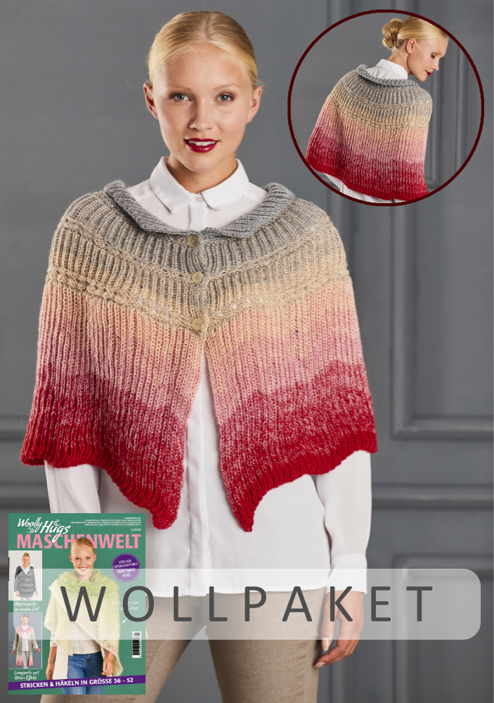 Kurzponcho Kanada | Wollpaket mit Bobbel Merino Mix | Stricken