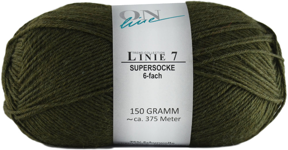 Supersocke 6-fach Uni, ONline Linie 7 (150g) 0003 - moosgrün