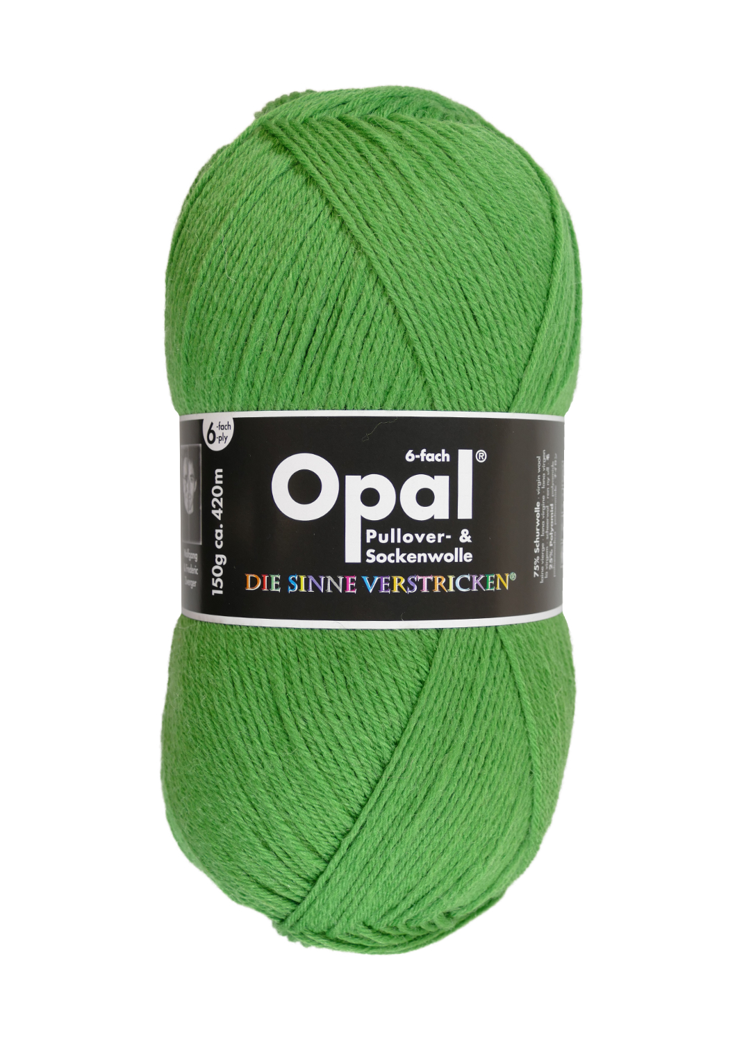 Sockenwolle Uni - 6-fach 150 g von OPAL 7903 - grasgrün