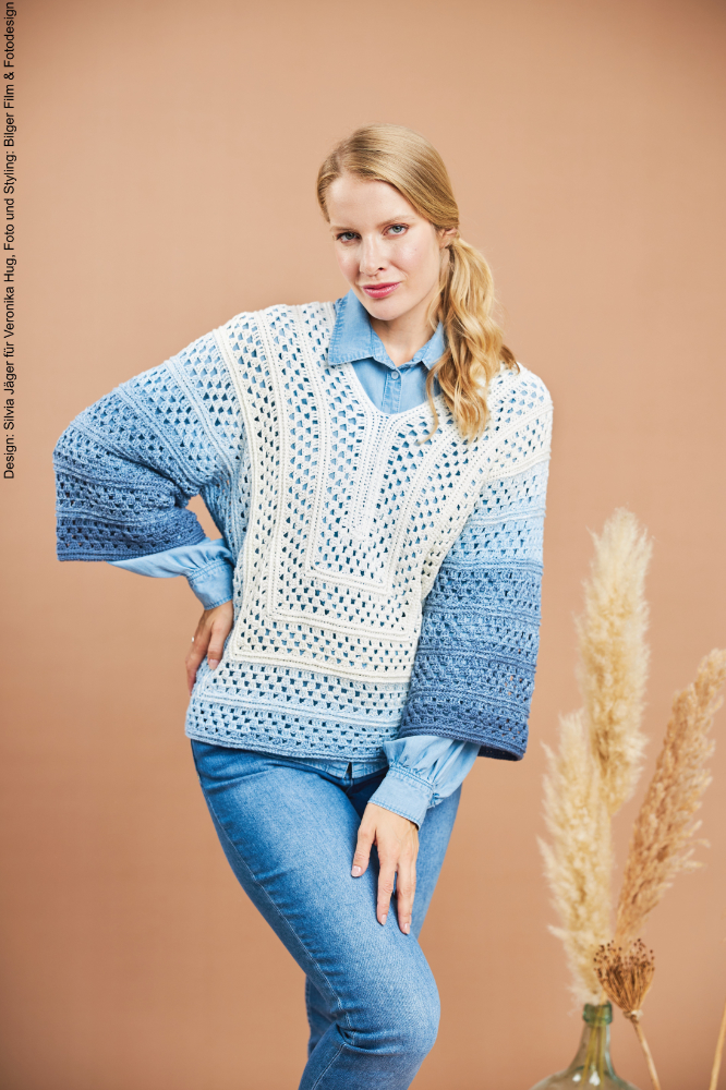 Häkelpullover Sky-Line | Anleitungsheft | Wolle BOBBEL cotton 800m  | Häkeln | Veronika Hug, Woolly Hugs, Christophorus Verlag