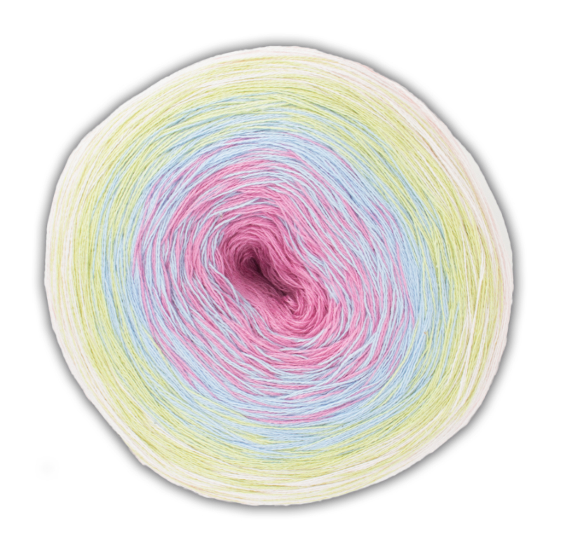 BOBBEL cotton 800m von Woolly Hugs 0032 - altrosa / hellblau / grün / rosa