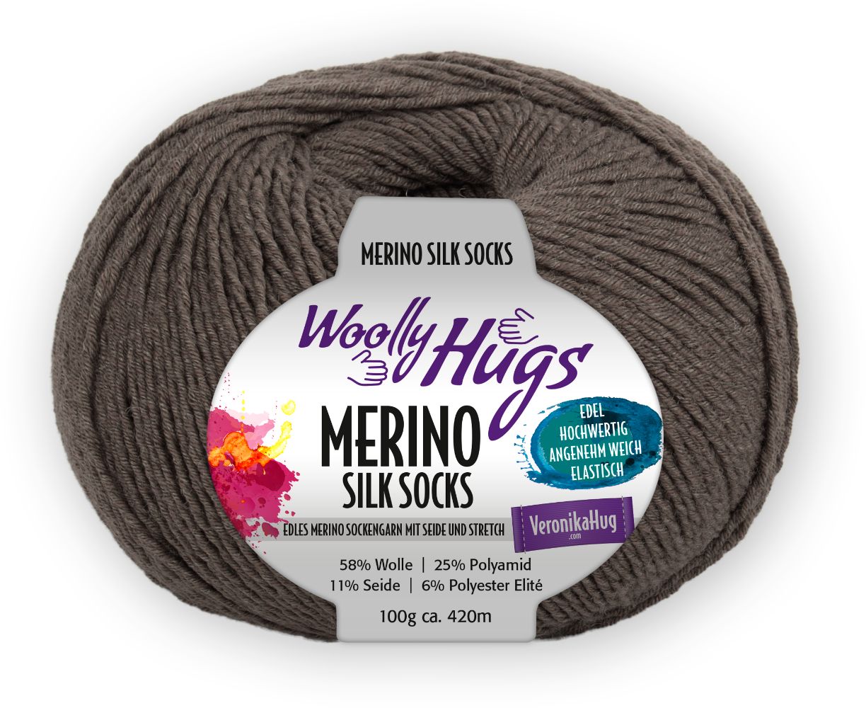 Merino Silk Socks Stretch, 4-fach von Woolly Hugs 0212 - holz