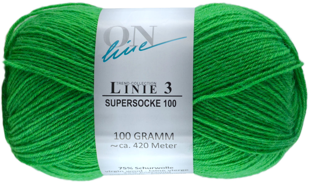 Supersocke 100 Linie 3 Uni 4-fach von ONline 0042 - giftgrün