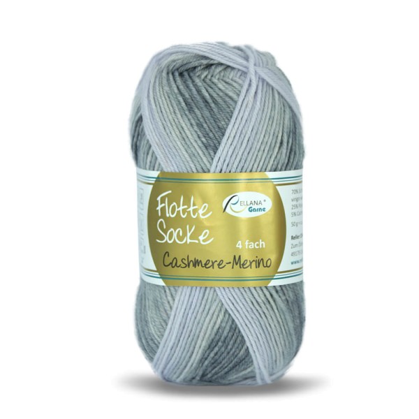 Flotte Socke Cashmere-Merino - 4-fach Sockenwolle 1322 - schwarz-dunkelgrau-hellgrau