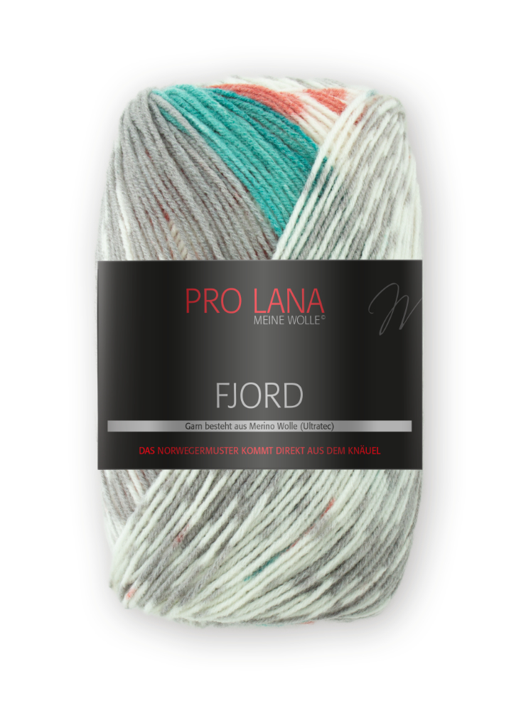 Fjord von Pro Lana 0095 - smaragd/rost/grau/weiß